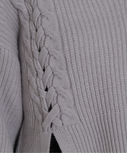 NATURAL BEAUTY BASIC（ナチュラルビューティーベーシック）の「編み上げニットトップス（ニット/セーター・レディース・グレー/ベージュ/オレンジ・MEDIUM）」の11枚目の写真