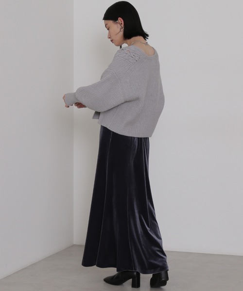 NATURAL BEAUTY BASIC（ナチュラルビューティーベーシック）の「編み上げニットトップス（ニット/セーター・レディース・グレー/ベージュ/オレンジ・MEDIUM）」の7枚目の写真