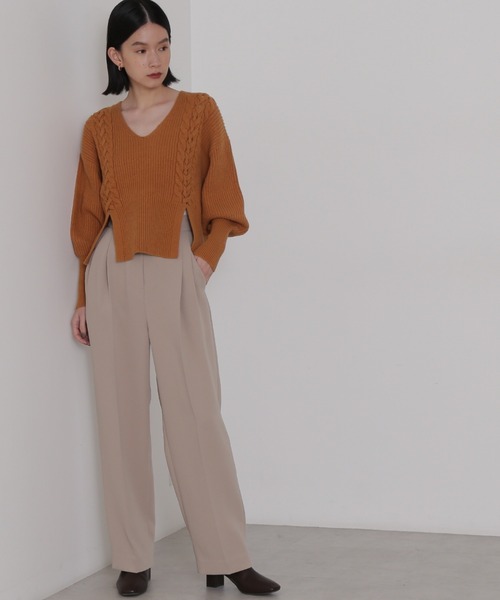 NATURAL BEAUTY BASIC（ナチュラルビューティーベーシック）の「編み上げニットトップス（ニット/セーター・レディース・グレー/ベージュ/オレンジ・MEDIUM）」の21枚目の写真