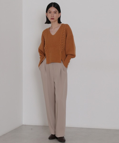 NATURAL BEAUTY BASIC（ナチュラルビューティーベーシック）の「編み上げニットトップス（ニット/セーター・レディース・グレー/ベージュ/オレンジ・MEDIUM）」の20枚目の写真