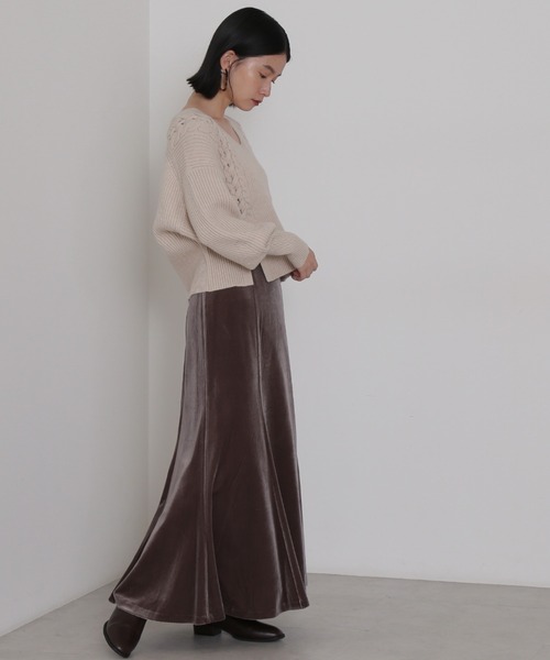 NATURAL BEAUTY BASIC（ナチュラルビューティーベーシック）の「編み上げニットトップス（ニット/セーター・レディース・グレー/ベージュ/オレンジ・MEDIUM）」の15枚目の写真