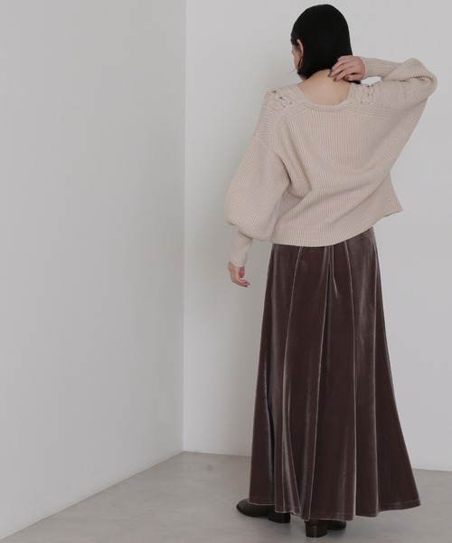 NATURAL BEAUTY BASIC（ナチュラルビューティーベーシック）の「編み上げニットトップス（ニット/セーター・レディース・グレー/ベージュ/オレンジ・MEDIUM）」の16枚目の写真