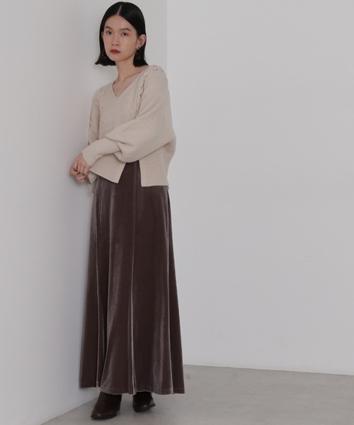 NATURAL BEAUTY BASIC（ナチュラルビューティーベーシック）の「編み上げニットトップス（ニット/セーター・レディース・グレー/ベージュ/オレンジ・MEDIUM）」の14枚目の写真