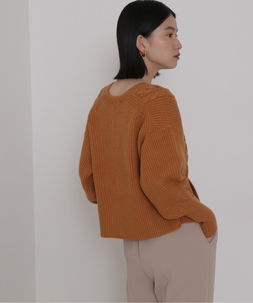 NATURAL BEAUTY BASIC（ナチュラルビューティーベーシック）の「編み上げニットトップス（ニット/セーター・レディース・グレー/ベージュ/オレンジ・MEDIUM）」の19枚目の写真