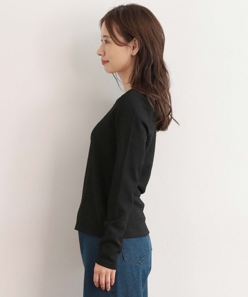 mysty woman（ミスティウーマン）の「ストリングシャーリングプルオーバー　172320（Tシャツ/カットソー・レディース・ブラック/オフホワイト/イエロー/アイボリー・FREE）」の9枚目の写真