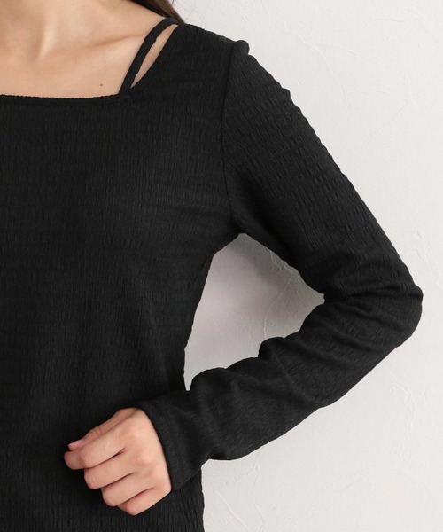 mysty woman（ミスティウーマン）の「ストリングシャーリングプルオーバー　172320（Tシャツ/カットソー・レディース・ブラック/オフホワイト/イエロー/アイボリー・FREE）」の12枚目の写真