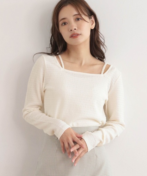 mysty woman（ミスティウーマン）の「ストリングシャーリングプルオーバー　172320（Tシャツ/カットソー・レディース・ブラック/オフホワイト/イエロー/アイボリー・FREE）」の21枚目の写真