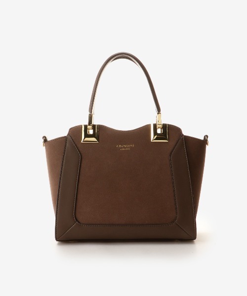 & chouette（アンドシュエット）の「スウェードライク ハンドル金具トート（ハンドバッグ・レディース・ベージュ/ダークグリーン/モカ・FREE）」の20枚目の写真