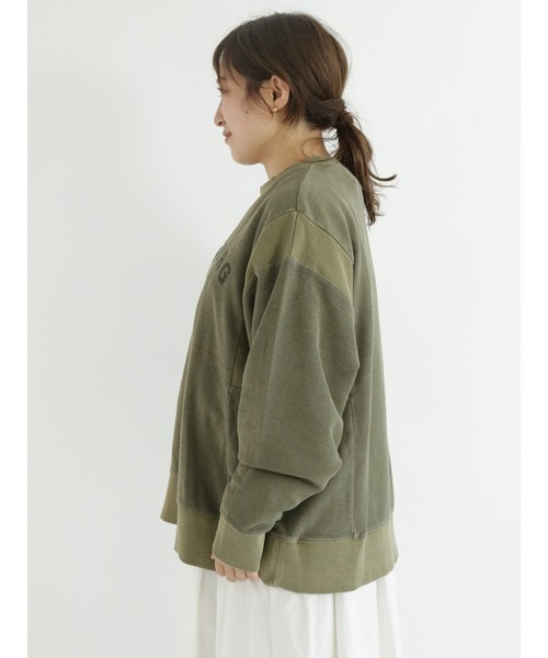 Samansa Mos2（サマンサ モスモス）の「ピグメント加工裏毛切替スウェット（スウェット・レディース・チャコール/ベージュ/カーキ・ﾌﾘ-）」の9枚目の写真