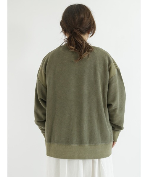 Samansa Mos2（サマンサ モスモス）の「ピグメント加工裏毛切替スウェット（スウェット・レディース・チャコール/ベージュ/カーキ・ﾌﾘ-）」の10枚目の写真