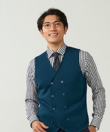 TOKYO SHIRTS | ミラノリブ編地切替 ダブルニットジレ(ベスト)