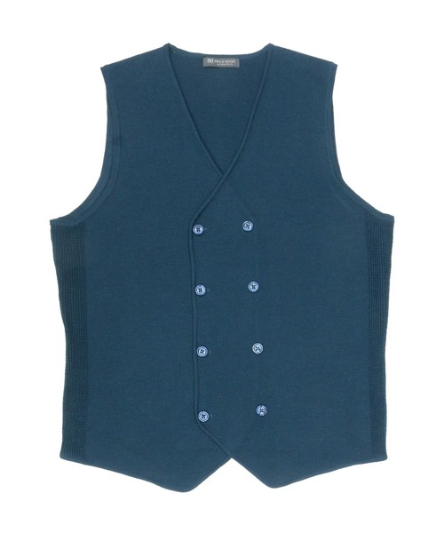 TOKYO SHIRTS（トウキョウシャツ）の「ミラノリブ編地切替 ダブルニットジレ（ベスト・メンズ・チャコールグレー/ダークブルー・LL/M/L/XL）」の8枚目の写真