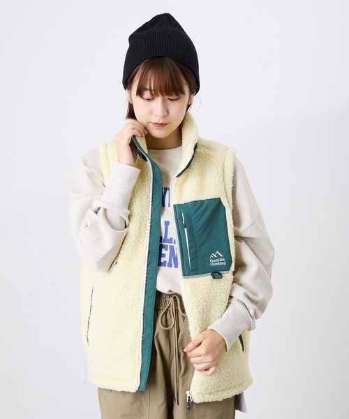 Franklin Climbing（フランクリンクライミング）の「【Franklin Climbing】 シープボアベスト（ダウンベスト・メンズ・アイボリー/ブラック/マスタード/オレンジ・M/L/XL）」の12枚目の写真
