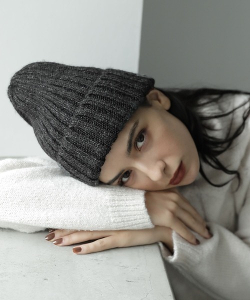 LAKOLE(ラコレ)の「アクリル畦ニットキャップ / 123013(ニットキャップ/ビーニー・レディース・グリーン/オフホワイト/グレー/ブラック・FREE)」の3枚目の写真