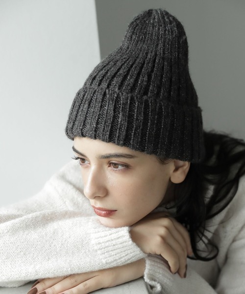 LAKOLE(ラコレ)の「アクリル畦ニットキャップ / 123013(ニットキャップ/ビーニー・レディース・グリーン/オフホワイト/グレー/ブラック・FREE)」の10枚目の写真