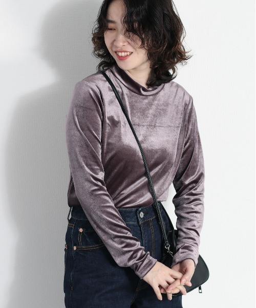 cepo(セポ)の「ベロアハイネックトップス(Tシャツ/カットソー・レディース・チャコール/オレンジ/オフホワイト・M)」の5枚目の写真