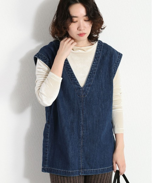 cepo(セポ)の「ベロアハイネックトップス(Tシャツ/カットソー・レディース・チャコール/オレンジ/オフホワイト・M)」の4枚目の写真