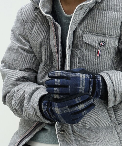 BEAMS HEART(ビームスハート)の「【タッチパネル対応】チェック柄 グローブ(手袋・メンズ・グレー/ネイビー・ONE SIZE)」の7枚目の写真