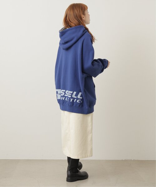 DOUBLE NAME(ダブルネーム)の「RUSSELLコラボ配色パーカー(パーカー・レディース・ブルー/グリーン/杢グレー・FREE)」の7枚目の写真