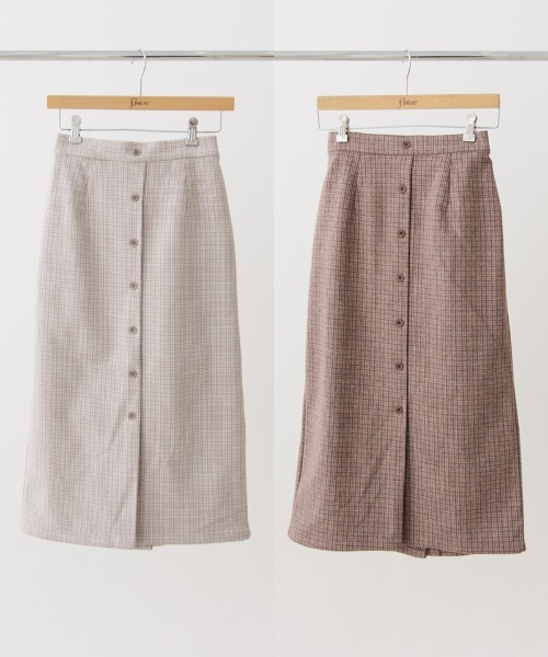 flower（フラワー）の「フラッフチェックスカート（スカート・レディース・ブラウン/グレー/ベージュ・FREE）」の11枚目の写真