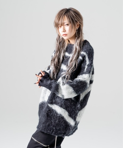 R/X（ロックス）の「モヘアライクゼブラニット（ニット/セーター・レディース・ブラック・FREE）」の2枚目の写真