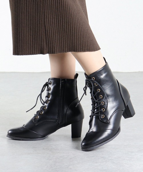 LibertyDoll(リバティードール)の「LibertyDoll/6cmチャンキーヒールウイングチップブーツ(9032)(ブーツ・レディース・ブラック/ブラック系その他/ダークブラウン・LL/S/M/L)」の11枚目の写真