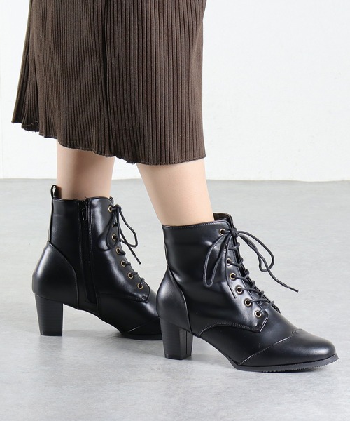 LibertyDoll(リバティードール)の「LibertyDoll/6cmチャンキーヒールウイングチップブーツ(9032)(ブーツ・レディース・ブラック/ブラック系その他/ダークブラウン・LL/S/M/L)」の8枚目の写真