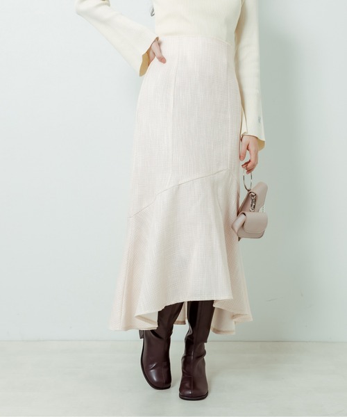 OLIVE des OLIVE(オリーブデオリーブ)の「ツイードマーメイドスカート(スカート・レディース・ワンウォッシュ/ベージュ/ブラック・FREE)」の2枚目の写真