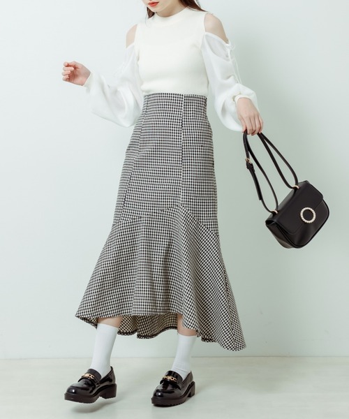 OLIVE des OLIVE(オリーブデオリーブ)の「ツイードマーメイドスカート(スカート・レディース・ワンウォッシュ/ベージュ/ブラック・FREE)」の15枚目の写真