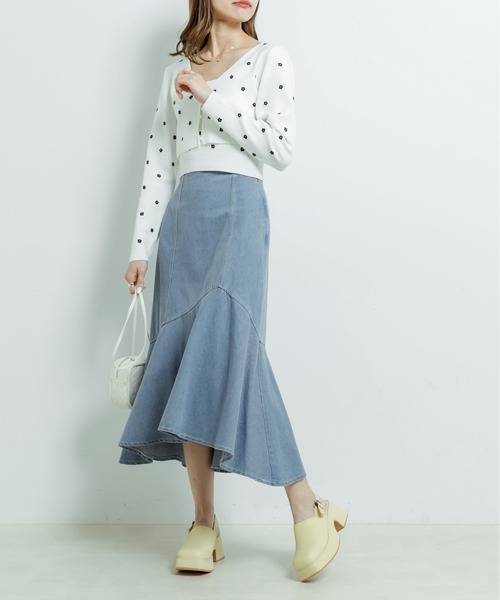 OLIVE des OLIVE(オリーブデオリーブ)の「ツイードマーメイドスカート(スカート・レディース・ワンウォッシュ/ベージュ/ブラック・FREE)」の5枚目の写真