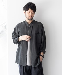 RY/NYローン オーバーサイズド バンドカラーシャツ /  RY/NY LAWN OVERSIZED BAND COLLAR L/S