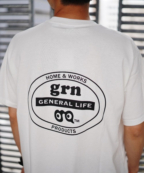 grn(ジーアールエヌ)の「【grn GENERAL LIFE/ジーアールエヌジェネラルライフ】OVAL LOGO TEE オーバルロゴ Tシャツ(Tシャツ/カットソー・メンズ・ブラック/インディゴブルー/ホワイト・M/L)」の6枚目の写真