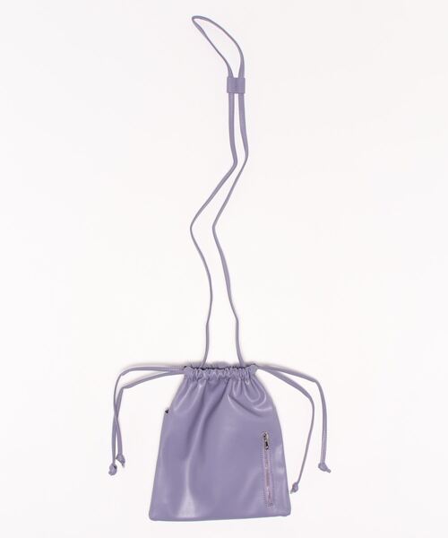 Actually（アクチュアリー）の「フェイクレザー 巾着ショルダー（ショルダーバッグ・レディース・グリーン/パープル・フリー）」の13枚目の写真