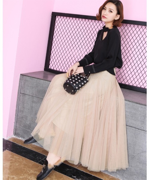 Ritzy(リッツィー)の「チュールロングスカート(スカート・レディース・ブラック/アイボリー/グレー・FREE)」の18枚目の写真