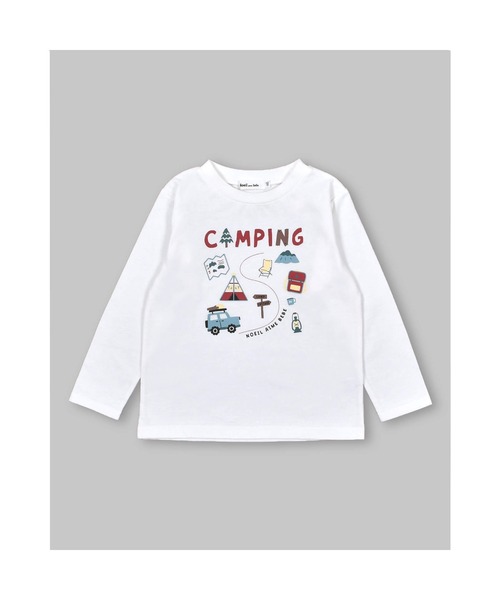 Noeil aime BeBe（ノイユエイムベベ）の「Noeil aime BeBe/キャンプ プリント 長袖 Tシャツ (80~130cm)（Tシャツ/カットソー・キッズ・ホワイト/グレー・80/110/90/100/130/120）」の3枚目の写真