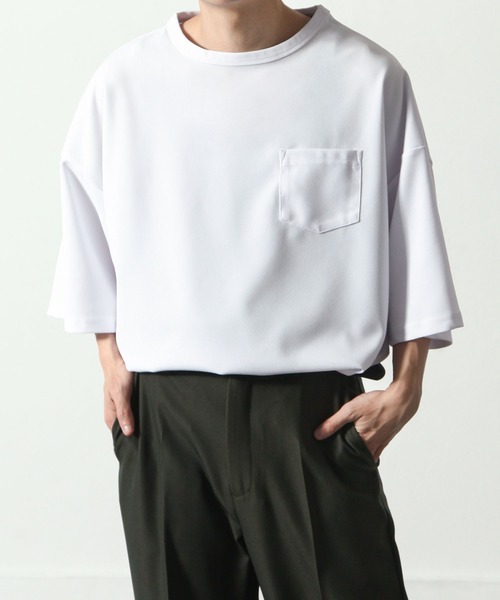 NILWAY(ニルウェイ)の「オーバーサイズクルーネックTシャツ/ポケット付き(Tシャツ/カットソー・メンズ・ホワイト/ブラウン/チャコール/ブルー/ブラック/ベージュ・MEDIUM/LARGE)」の2枚目の写真