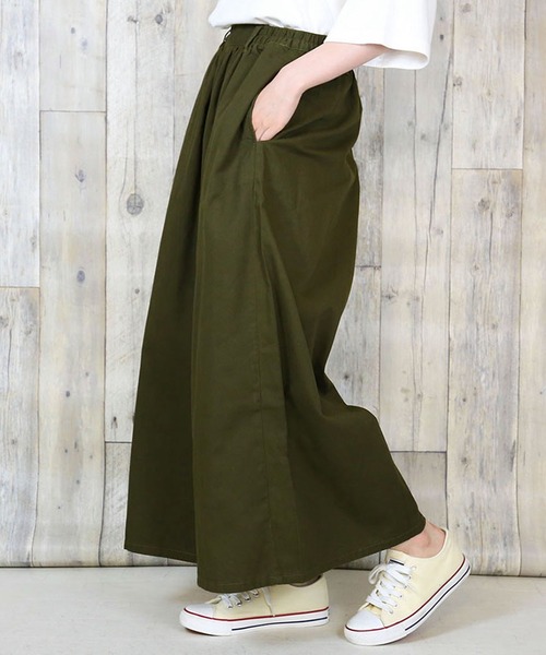 atONE(アットワン)の「atONE 超リラックス!ツイルガウチョワイドパンツ(チノパンツ・レディース・カーキ/ブラック/ベージュ・LL/4L/3L/L/M)」の7枚目の写真