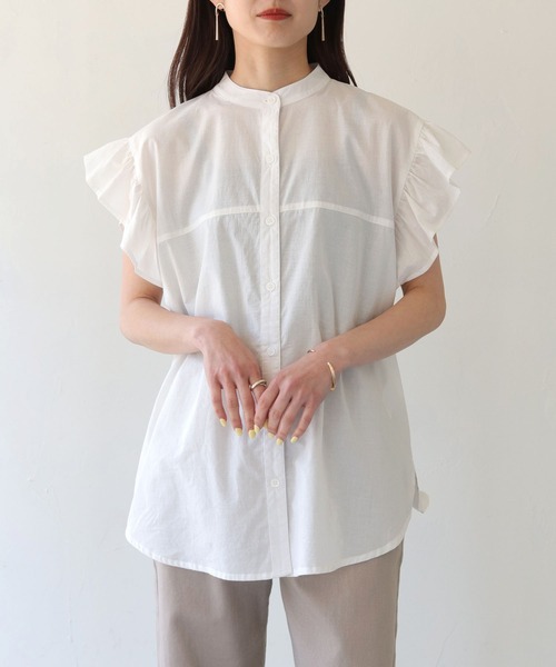 HER CLOSET(ハークローゼット)の「【shemoshelly】WEB限定フレンチフリルシャツ(シャツ/ブラウス・レディース・カーキ/モカ/オフホワイト/ブラック・M)」の10枚目の写真