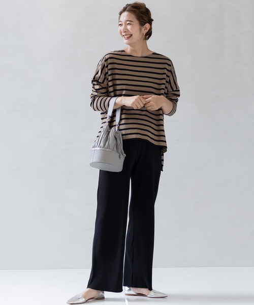 フェリシモMama（フェリシモママ）の「Ｍｏｒｅｄｄｅ　マタニティから産後も使える　ウエストクロス仕様のプリーツパンツ（マタニティウェア/グッズ・レディース・ブラック/ベージュ系その他/グリーン・MEDIUM/LARGE/X-LARGE/XX-LARGE）」の8枚目の写真