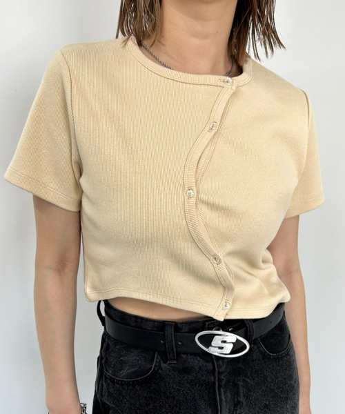 WHO'S WHO gallery(フーズフーギャラリー)の「ウェーブリブTEE(Tシャツ/カットソー・レディース・レッド/グレー/ベージュ/チャコールグレー/ブラック/ホワイト・FREE)」の5枚目の写真