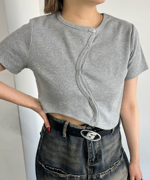 WHO'S WHO gallery(フーズフーギャラリー)の「ウェーブリブTEE(Tシャツ/カットソー・レディース・レッド/グレー/ベージュ/チャコールグレー/ブラック/ホワイト・FREE)」の4枚目の写真