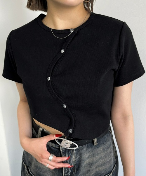 WHO'S WHO gallery(フーズフーギャラリー)の「ウェーブリブTEE(Tシャツ/カットソー・レディース・レッド/グレー/ベージュ/チャコールグレー/ブラック/ホワイト・FREE)」の2枚目の写真