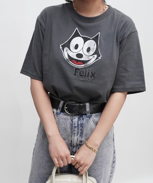 almo(アルモ)の「FELIXフェイスプリントレギュラーTシャツ/ロゴTシャツ(RO)(Tシャツ/カットソー・レディース・オフホワイト/ブラック/スミクロ・FREE)」の17枚目の写真