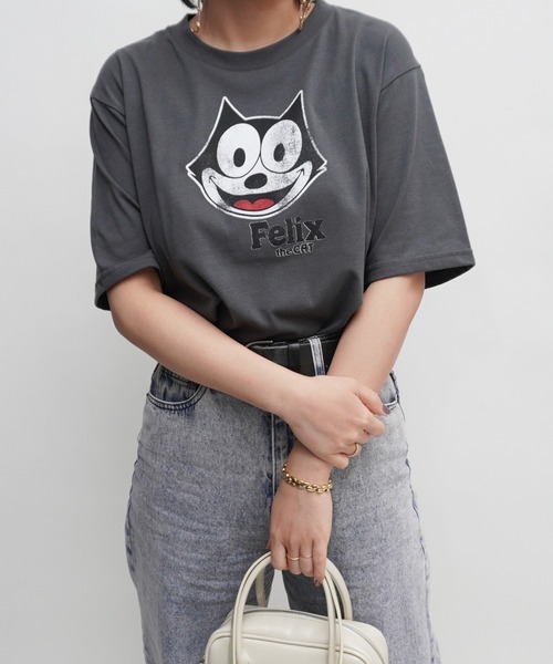 almo(アルモ)の「FELIXフェイスプリントレギュラーTシャツ/ロゴTシャツ(RO)(Tシャツ/カットソー・レディース・オフホワイト/ブラック/スミクロ・FREE)」の18枚目の写真