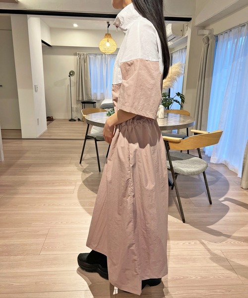 ❣️ じゅうしーずです❣️ セール】ハーフジップバイカラーシャカシャカワンピース