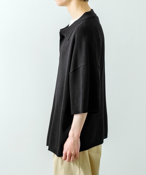 NULL（ヌル）の「【NULL】ニット素材 半袖 スキッパーポロシャツ（ポロシャツ・メンズ・ホワイト/ブラック/レッド/ブルーグレー・MEDIUM/LARGE）」の17枚目の写真