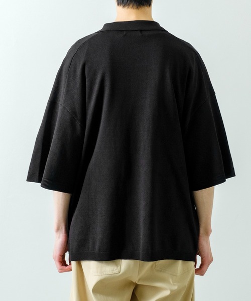 NULL（ヌル）の「【NULL】ニット素材 半袖 スキッパーポロシャツ（ポロシャツ・メンズ・ホワイト/ブラック/レッド/ブルーグレー・MEDIUM/LARGE）」の20枚目の写真