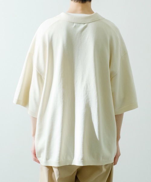 NULL（ヌル）の「【NULL】ニット素材 半袖 スキッパーポロシャツ（ポロシャツ・メンズ・ホワイト/ブラック/レッド/ブルーグレー・MEDIUM/LARGE）」の14枚目の写真