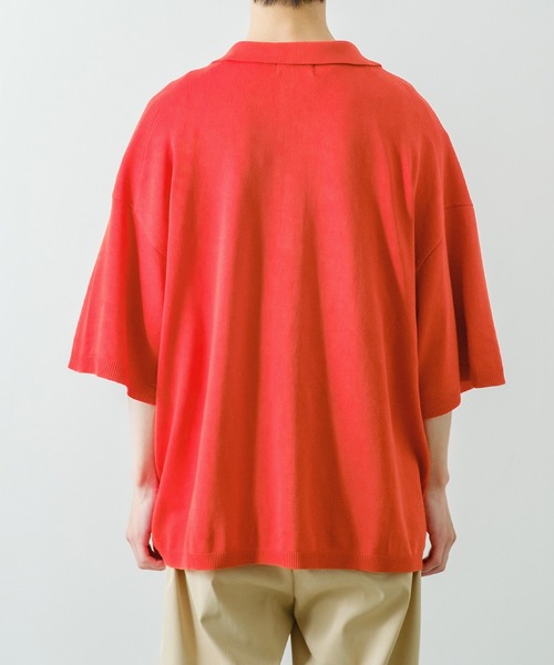 NULL（ヌル）の「【NULL】ニット素材 半袖 スキッパーポロシャツ（ポロシャツ・メンズ・ホワイト/ブラック/レッド/ブルーグレー・MEDIUM/LARGE）」の10枚目の写真