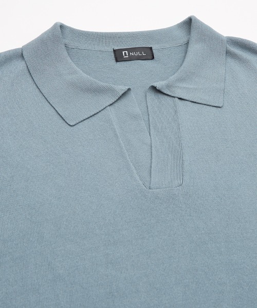 NULL（ヌル）の「【NULL】ニット素材 半袖 スキッパーポロシャツ（ポロシャツ・メンズ・ホワイト/ブラック/レッド/ブルーグレー・MEDIUM/LARGE）」の16枚目の写真